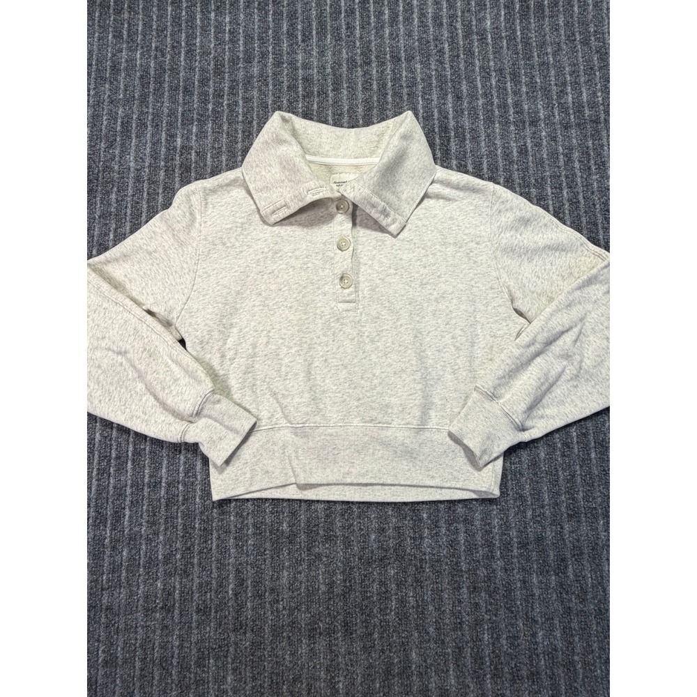 Abercrombie & Fitch Henley Sweatshirt Women XS Cropped Fleece Minimalist Neutral